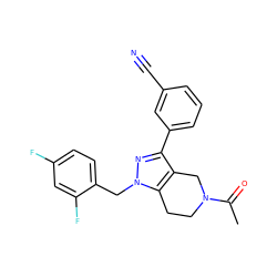 CC(=O)N1CCc2c(c(-c3cccc(C#N)c3)nn2Cc2ccc(F)cc2F)C1 ZINC000206301251