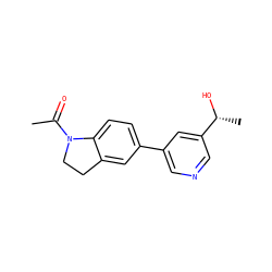 CC(=O)N1CCc2cc(-c3cncc([C@@H](C)O)c3)ccc21 ZINC000169348880