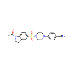 CC(=O)N1CCc2cc(S(=O)(=O)N3CCN(c4ccc(C#N)cc4)CC3)ccc21 ZINC000066156836