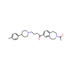 CC(=O)N1CCc2ccc(C(=O)CCCN3CCC(c4ccc(C)cc4)CC3)cc2CC1 ZINC000073160440