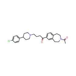 CC(=O)N1CCc2ccc(C(=O)CCCN3CCC(c4ccc(Cl)cc4)CC3)cc2CC1 ZINC000073195715