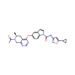 CC(=O)N1Cc2ncnc(Oc3ccc4c(ccn4C(=O)Nc4cc(C5CC5)on4)c3)c2C[C@@H]1C ZINC000199565255