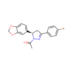 CC(=O)N1N=C(c2ccc(Br)cc2)C[C@@H]1c1ccc2c(c1)OCO2 ZINC000001094114