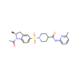 CC(=O)N1c2ccc(S(=O)(=O)N3CCC(C(=O)Nc4cccc(C)n4)CC3)cc2C[C@@H]1C ZINC000009118145