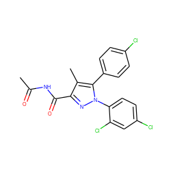 CC(=O)NC(=O)c1nn(-c2ccc(Cl)cc2Cl)c(-c2ccc(Cl)cc2)c1C ZINC000040939651