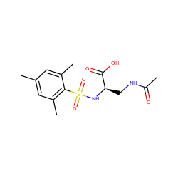 CC(=O)NC[C@@H](NS(=O)(=O)c1c(C)cc(C)cc1C)C(=O)O ZINC000042921080