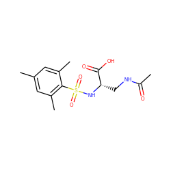 CC(=O)NC[C@H](NS(=O)(=O)c1c(C)cc(C)cc1C)C(=O)O ZINC000042921078