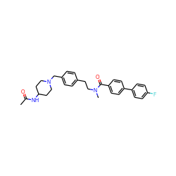 CC(=O)NC1CCN(Cc2ccc(CCN(C)C(=O)c3ccc(-c4ccc(F)cc4)cc3)cc2)CC1 ZINC000473089820