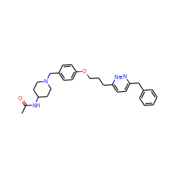 CC(=O)NC1CCN(Cc2ccc(OCCCc3ccc(Cc4ccccc4)nn3)cc2)CC1 ZINC000473108221