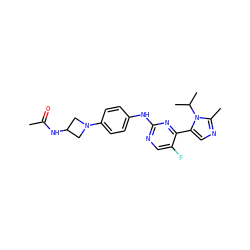 CC(=O)NC1CN(c2ccc(Nc3ncc(F)c(-c4cnc(C)n4C(C)C)n3)cc2)C1 ZINC000040917998