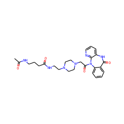 CC(=O)NCCCC(=O)NCCN1CCN(CC(=O)N2c3ccccc3C(=O)Nc3cccnc32)CC1 ZINC000022940178