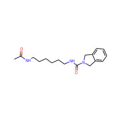 CC(=O)NCCCCCCNC(=O)N1Cc2ccccc2C1 ZINC000165778217