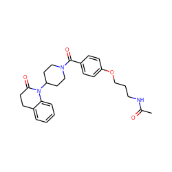 CC(=O)NCCCOc1ccc(C(=O)N2CCC(N3C(=O)CCc4ccccc43)CC2)cc1 ZINC000003796262