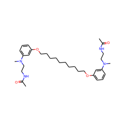 CC(=O)NCCN(C)c1cccc(OCCCCCCCCCCOc2cccc(N(C)CCNC(C)=O)c2)c1 ZINC000072112085