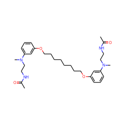 CC(=O)NCCN(C)c1cccc(OCCCCCCCCOc2cccc(N(C)CCNC(C)=O)c2)c1 ZINC000072112661