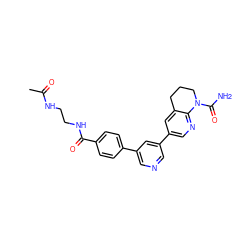 CC(=O)NCCNC(=O)c1ccc(-c2cncc(-c3cnc4c(c3)CCCN4C(N)=O)c2)cc1 ZINC001772628972
