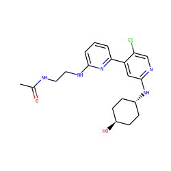 CC(=O)NCCNc1cccc(-c2cc(N[C@H]3CC[C@H](O)CC3)ncc2Cl)n1 ZINC000261162412