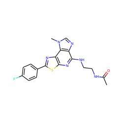 CC(=O)NCCNc1nc2sc(-c3ccc(F)cc3)nc2c2c1ncn2C ZINC000040430256