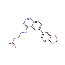 CC(=O)NCCNc1ncnc2ccc(-c3ccc4c(c3)OCO4)cc12 ZINC000004266698