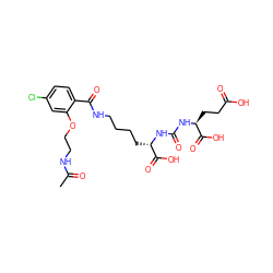 CC(=O)NCCOc1cc(Cl)ccc1C(=O)NCCCC[C@H](NC(=O)N[C@@H](CCC(=O)O)C(=O)O)C(=O)O ZINC000299838230