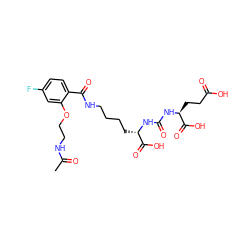 CC(=O)NCCOc1cc(F)ccc1C(=O)NCCCC[C@H](NC(=O)N[C@@H](CCC(=O)O)C(=O)O)C(=O)O ZINC000299840456