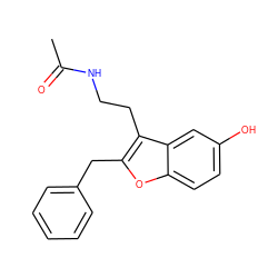 CC(=O)NCCc1c(Cc2ccccc2)oc2ccc(O)cc12 ZINC000013474368