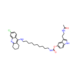 CC(=O)NCCc1c[nH]c2ccc(OC(=O)NCCCCCCCCCCNc3c4c(nc5cc(Cl)ccc35)CCCC4)cc12 ZINC000221458231