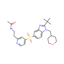 CC(=O)NCCc1cc(S(=O)(=O)c2ccc3c(c2)nc(C(C)(C)C)n3CC2CCOCC2)ccn1 ZINC000073197876