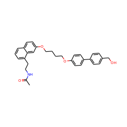 CC(=O)NCCc1cccc2ccc(OCCCCOc3ccc(-c4ccc(CO)cc4)cc3)cc12 ZINC000003992611