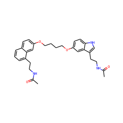 CC(=O)NCCc1cccc2ccc(OCCCCOc3ccc4[nH]cc(CCNC(C)=O)c4c3)cc12 ZINC000049793968