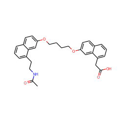 CC(=O)NCCc1cccc2ccc(OCCCCOc3ccc4cccc(CC(=O)O)c4c3)cc12 ZINC000049069808