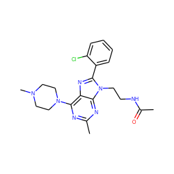 CC(=O)NCCn1c(-c2ccccc2Cl)nc2c(N3CCN(C)CC3)nc(C)nc21 ZINC000103243460