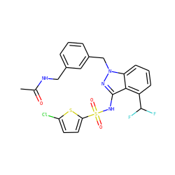 CC(=O)NCc1cccc(Cn2nc(NS(=O)(=O)c3ccc(Cl)s3)c3c(C(F)F)cccc32)c1 ZINC000095583833