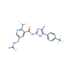 CC(=O)NCc1cnc(C(F)F)c(C(=O)Nc2nc(C)c(-c3ccc(C(F)(F)F)cc3)[nH]2)c1 ZINC000148014850