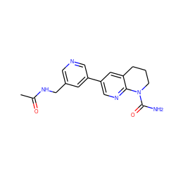 CC(=O)NCc1cncc(-c2cnc3c(c2)CCCN3C(N)=O)c1 ZINC000221456218