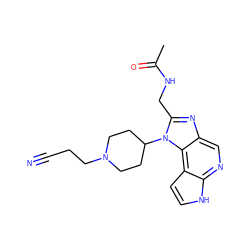 CC(=O)NCc1nc2cnc3[nH]ccc3c2n1C1CCN(CCC#N)CC1 ZINC000095561819