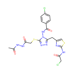 CC(=O)NNC(=O)CSc1nnc(Cc2csc(NC(=O)CCl)n2)n1NC(=O)c1ccc(Cl)cc1 ZINC000028815641