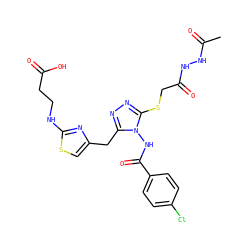 CC(=O)NNC(=O)CSc1nnc(Cc2csc(NCCC(=O)O)n2)n1NC(=O)c1ccc(Cl)cc1 ZINC000028815652