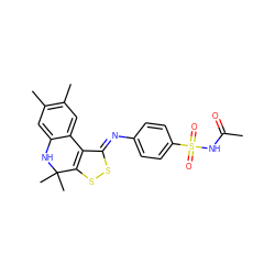 CC(=O)NS(=O)(=O)c1ccc(/N=c2\ssc3c2-c2cc(C)c(C)cc2NC3(C)C)cc1 ZINC000017969580