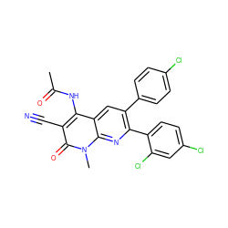 CC(=O)Nc1c(C#N)c(=O)n(C)c2nc(-c3ccc(Cl)cc3Cl)c(-c3ccc(Cl)cc3)cc12 ZINC000028569474