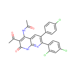 CC(=O)Nc1c(C(C)=O)c(=O)[nH]c2nc(-c3ccc(Cl)cc3Cl)c(-c3ccc(Cl)cc3)cc12 ZINC000028567949