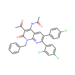 CC(=O)Nc1c(C(C)=O)c(=O)n(Cc2ccccc2)c2nc(-c3ccc(Cl)cc3Cl)c(-c3ccc(Cl)cc3)cc12 ZINC000028569442