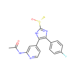 CC(=O)Nc1cc(-c2[nH]c([S@@+](C)[O-])nc2-c2ccc(F)cc2)ccn1 ZINC000071329370