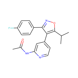 CC(=O)Nc1cc(-c2c(-c3ccc(F)cc3)noc2C(C)C)ccn1 ZINC000045334372