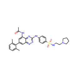 CC(=O)Nc1cc(-c2c(C)cccc2C)cc2nnc(Nc3ccc(S(=O)(=O)NCCN4CCCC4)cc3)nc12 ZINC000096167764