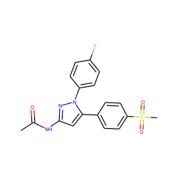 CC(=O)Nc1cc(-c2ccc(S(C)(=O)=O)cc2)n(-c2ccc(F)cc2)n1 ZINC000039096917