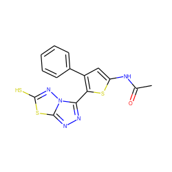 CC(=O)Nc1cc(-c2ccccc2)c(-c2nnc3sc(S)nn23)s1 ZINC000028827000