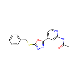 CC(=O)Nc1cc(-c2nnc(SCc3ccccc3)o2)ccn1 ZINC000096271052