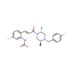 CC(=O)Nc1cc(Cl)ccc1/C=C/C(=O)N1C[C@H](C)N(Cc2ccc(F)cc2)C[C@H]1C ZINC000028530515