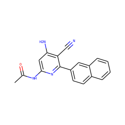 CC(=O)Nc1cc(N)c(C#N)c(-c2ccc3ccccc3c2)n1 ZINC000063539333